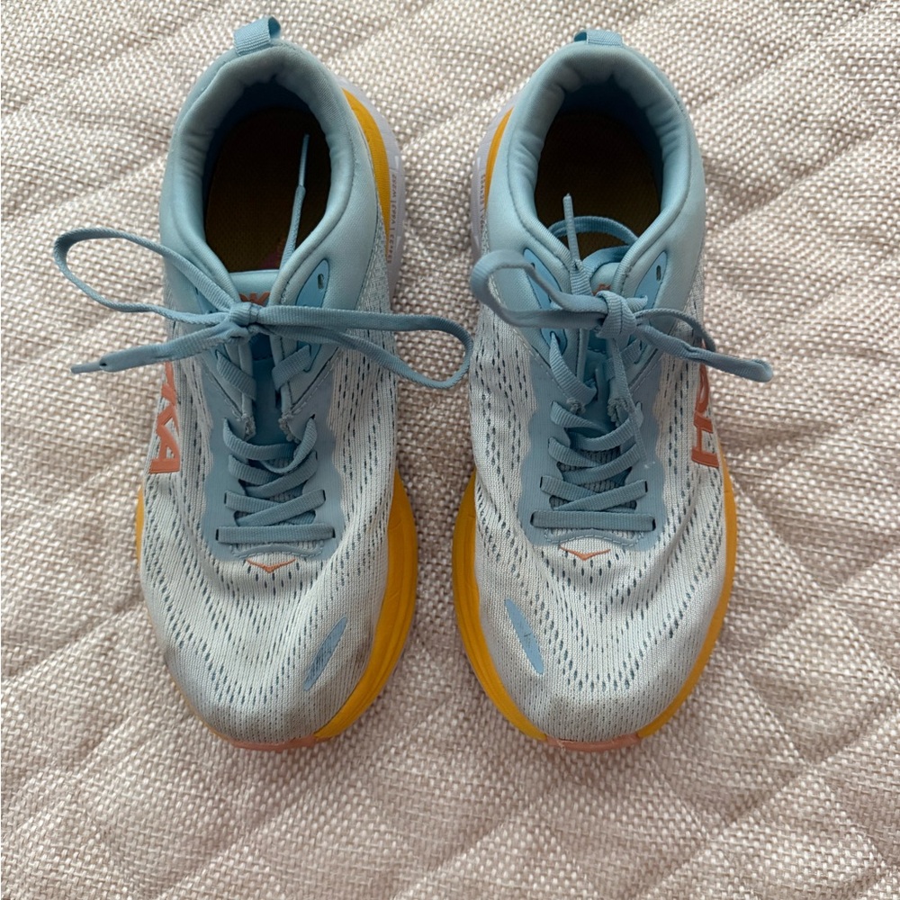 Sky Blue and Mustard Athletic Shoes